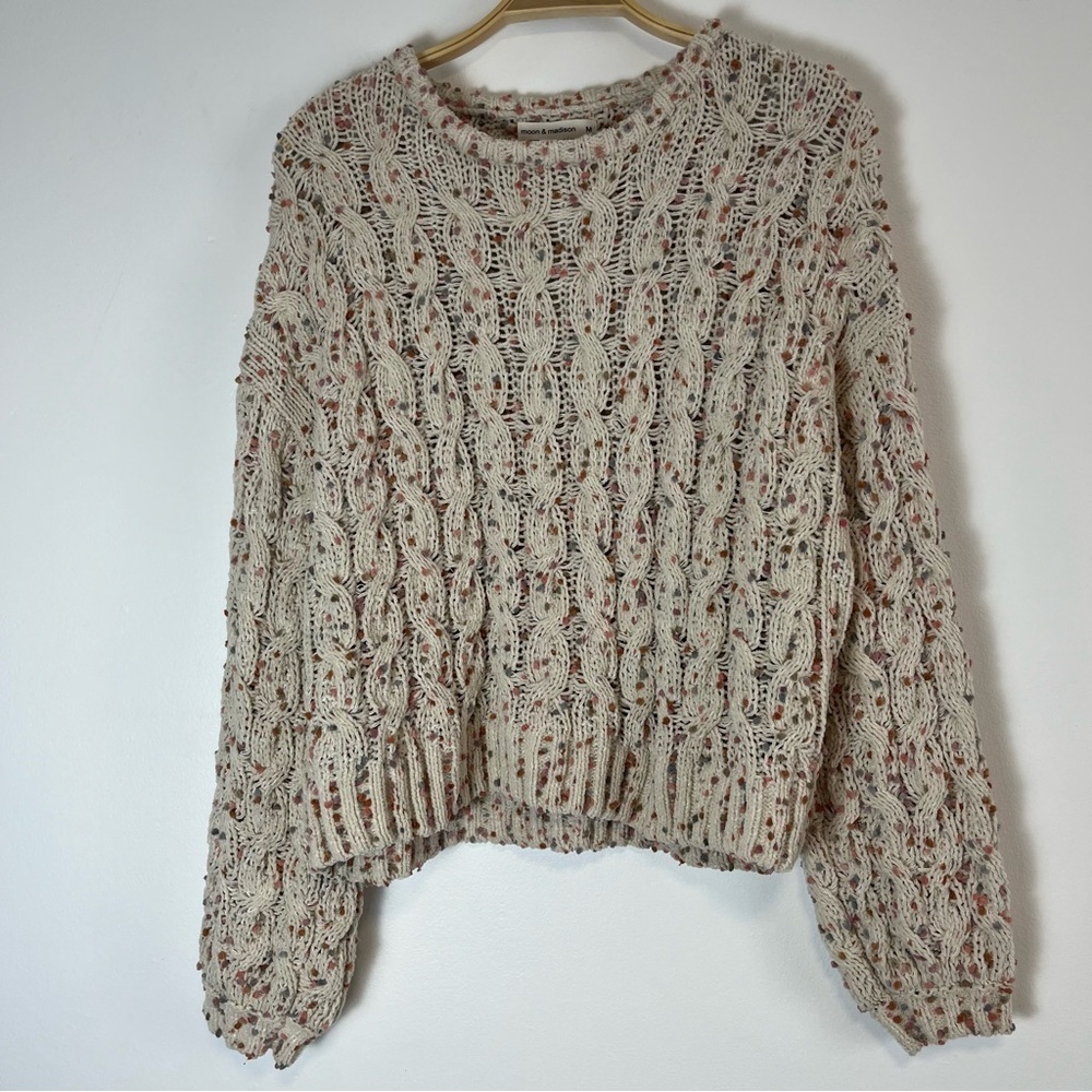 Moon & Madison Popcorn Chenille Knit Crew Neck Sweater - Picture 9 of 13